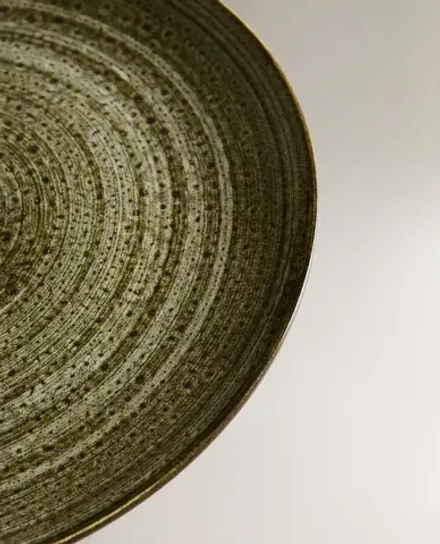 ZARA HOME ФАЯНСОВАЯ ОБЕДЕННАЯ ТАРЕЛКА СО СПИРАЛЬНЫМ УЗОРОМ, ЗЕЛЕНЫЙ