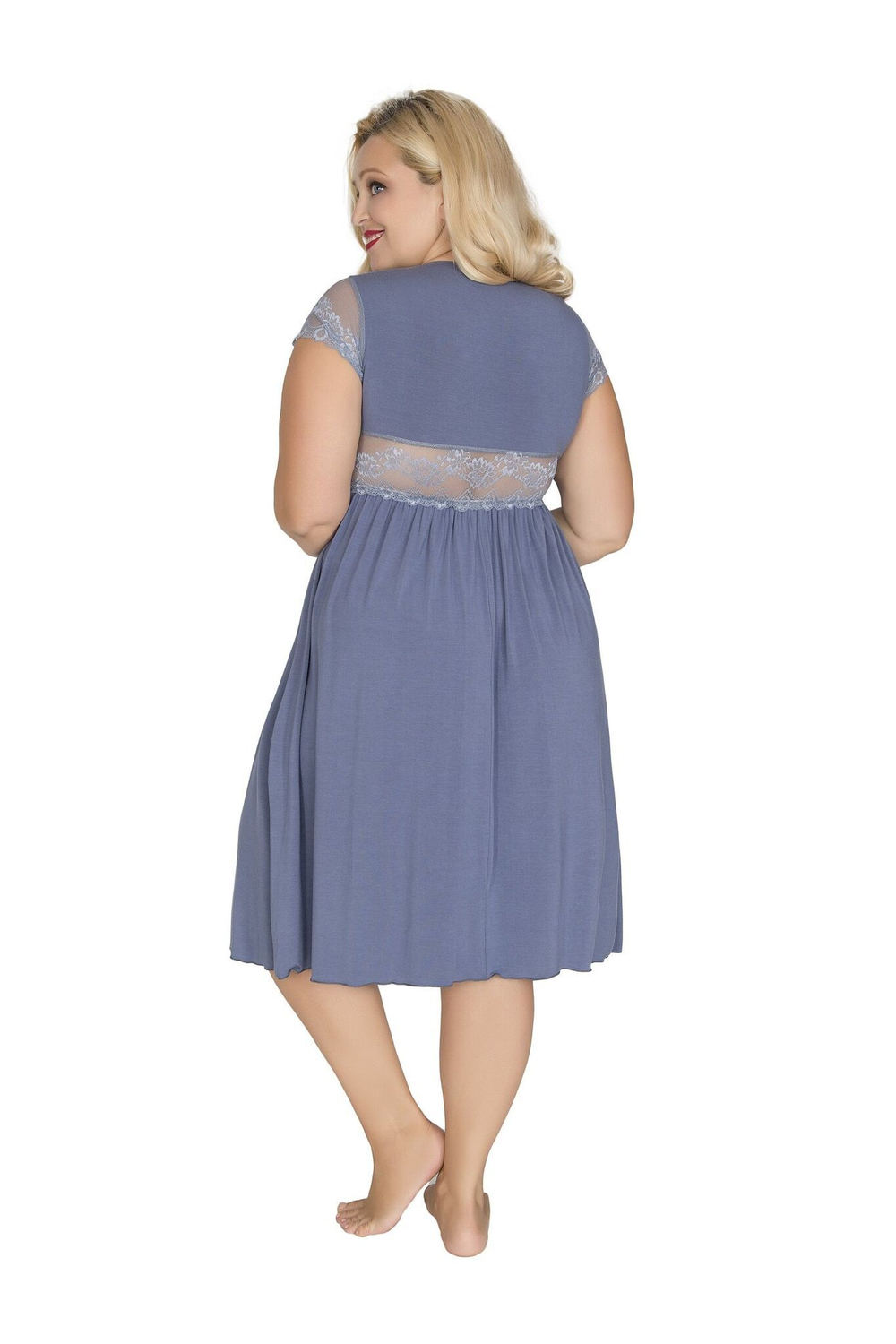 Сорочка из вискозы с резинкой под грудью (Размер: XXXL) (Цвет: грязно-синий)