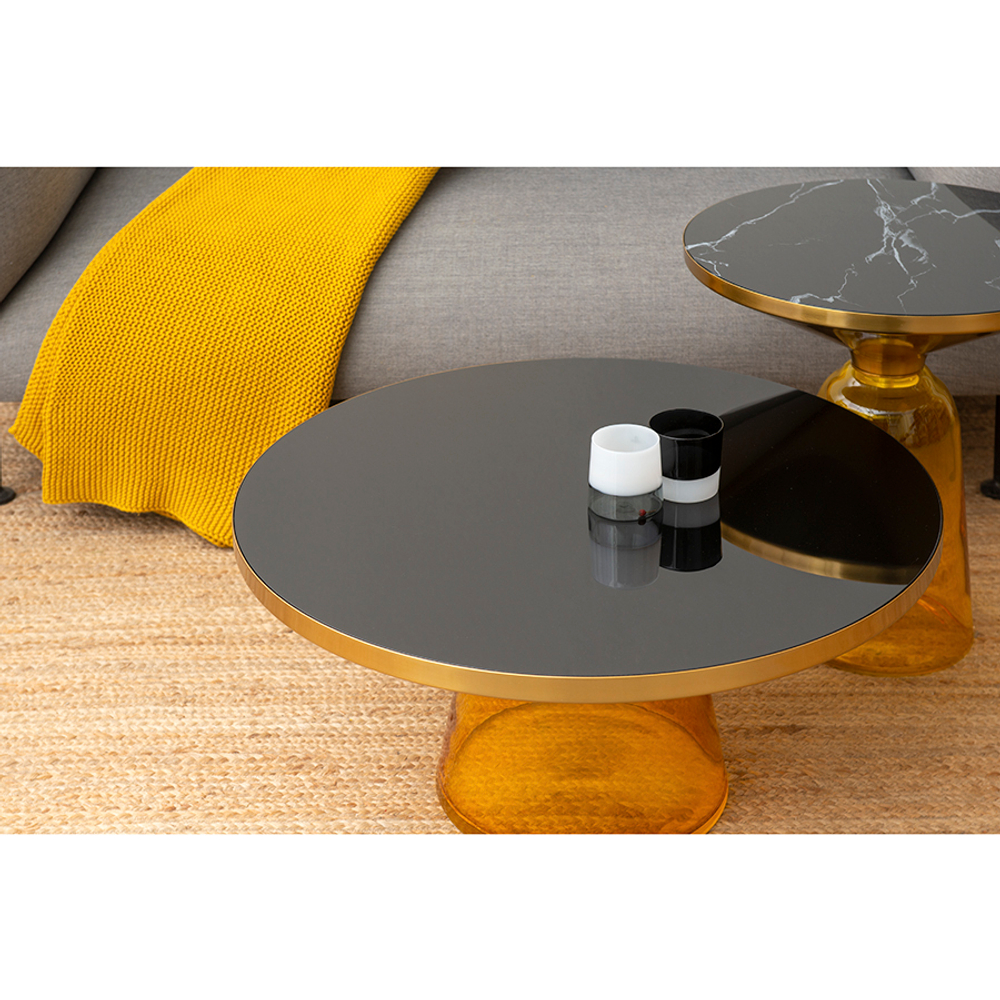 Столик кофейный Berg Odd 75см черный/желтый