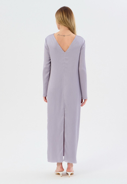 Платье жатка с открытой спиной сиреневое