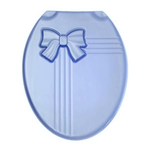 Крышка унитаза "КОМФОРТ ЛЮКС", голубой перламутр / голубой перламутр бант, РП-811