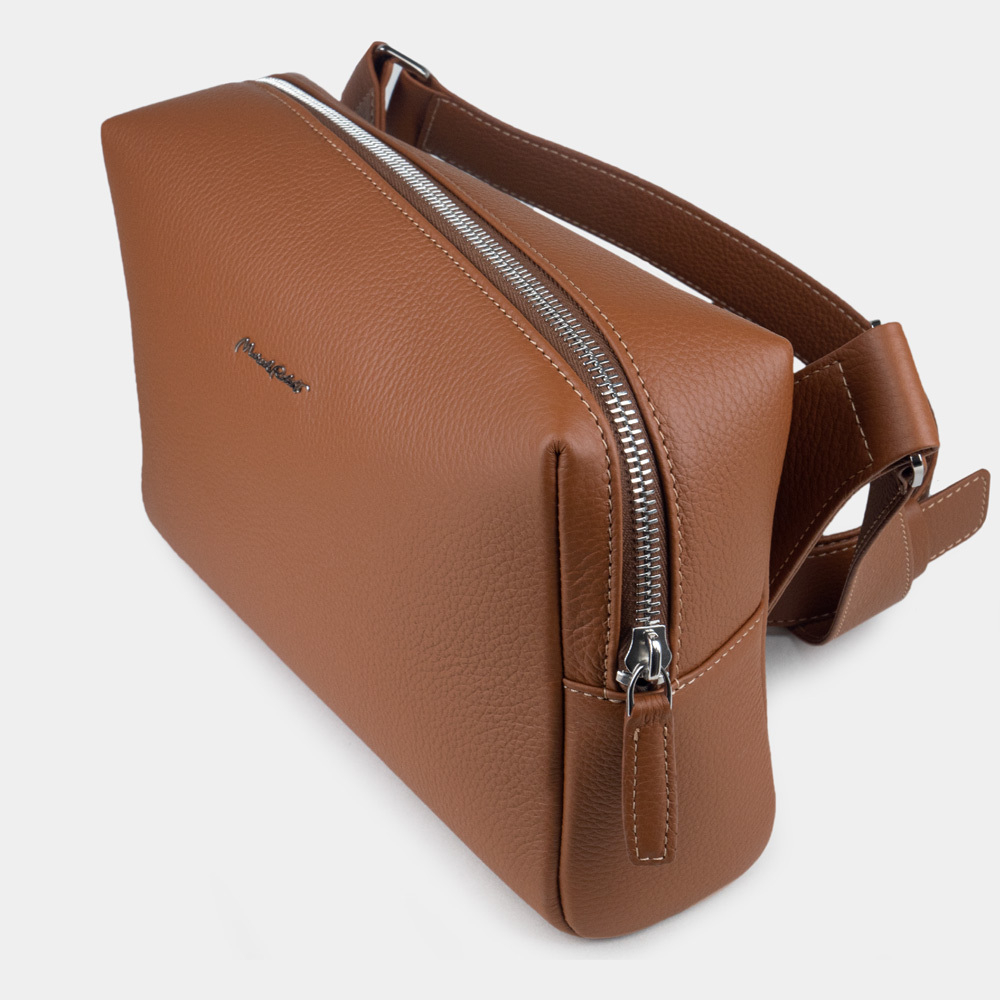 Сумка поясная Slash из кожи теленка, цвета карамель