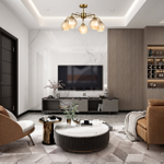 Светильник на штанге 5x60Вт E27, металл/стекло, шампань