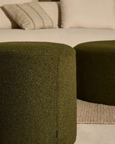 Пуф Kaeli Ø43х44 см со съемным чехлом из зеленого букле