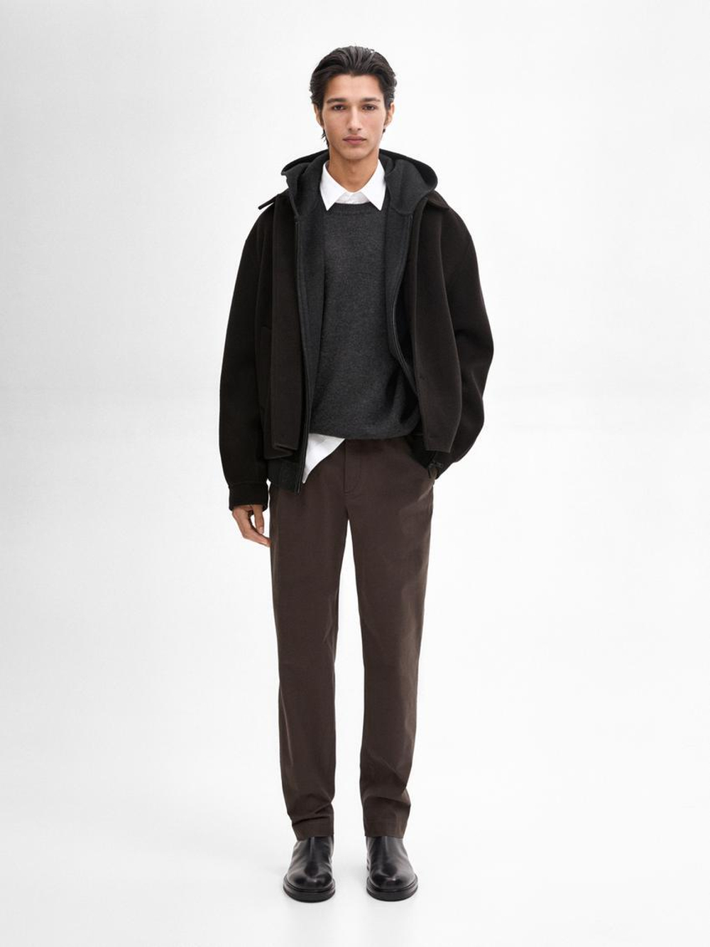 Massimo Dutti Зауженные брюки из твила, коричневый