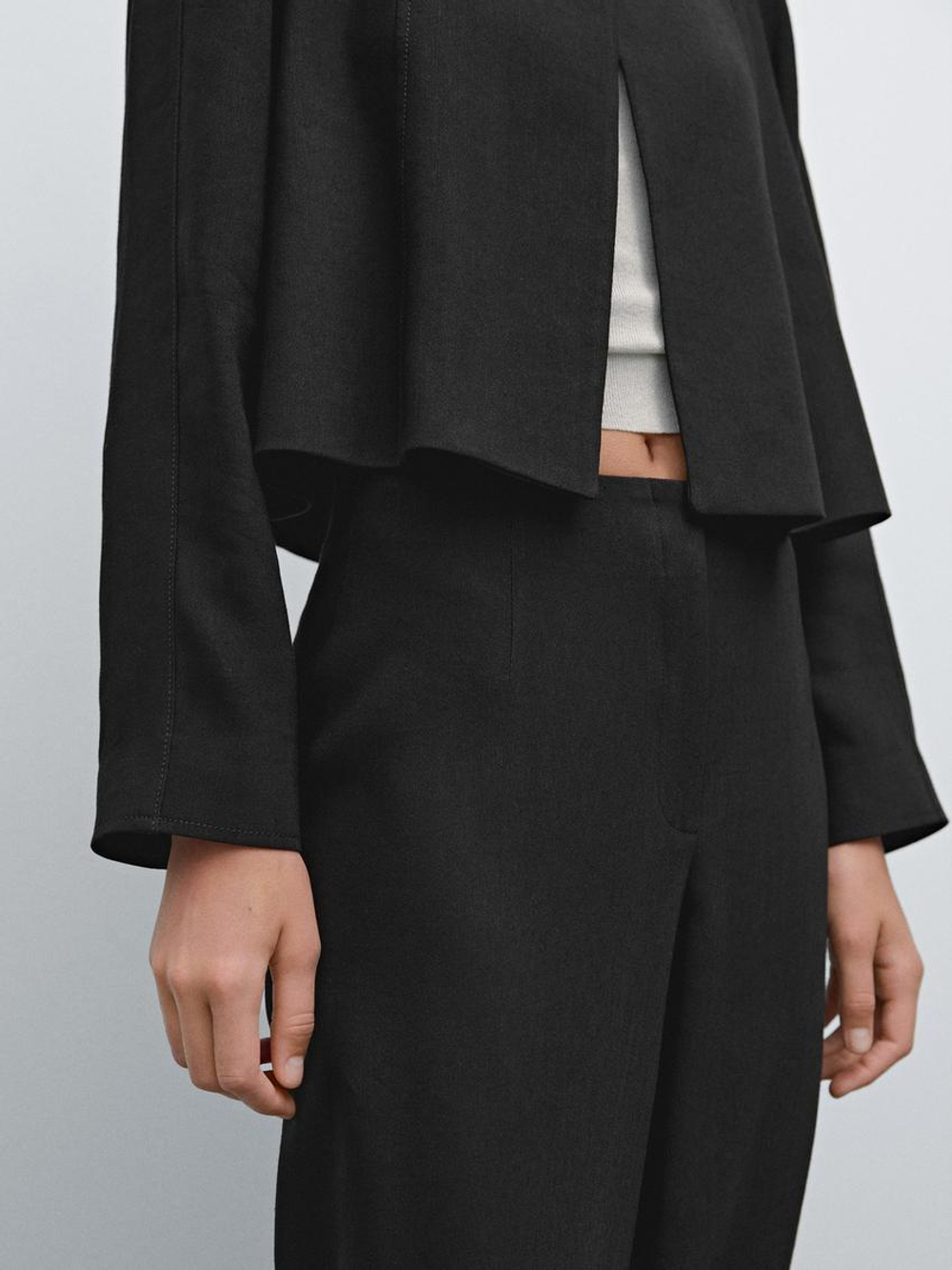 Massimo Dutti Брюки свободного кроя из смесового льна, черный