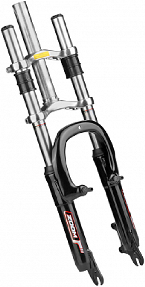 Вилка 20" 1-1/8" BRAVO-381DH ZOOM аморт. безрезьб., V-обр./диск.торм., алюм./сталь черная