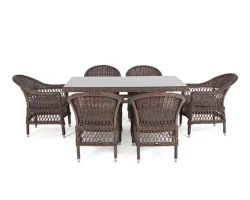 "Амароне" обеденная группа из искусственного ротанга на 6 персон, цвет коричневый
