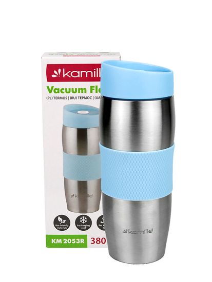 Термокружка 380 мл. из нержавеющей стали Kamille KM-2053R с TPR-вставкой