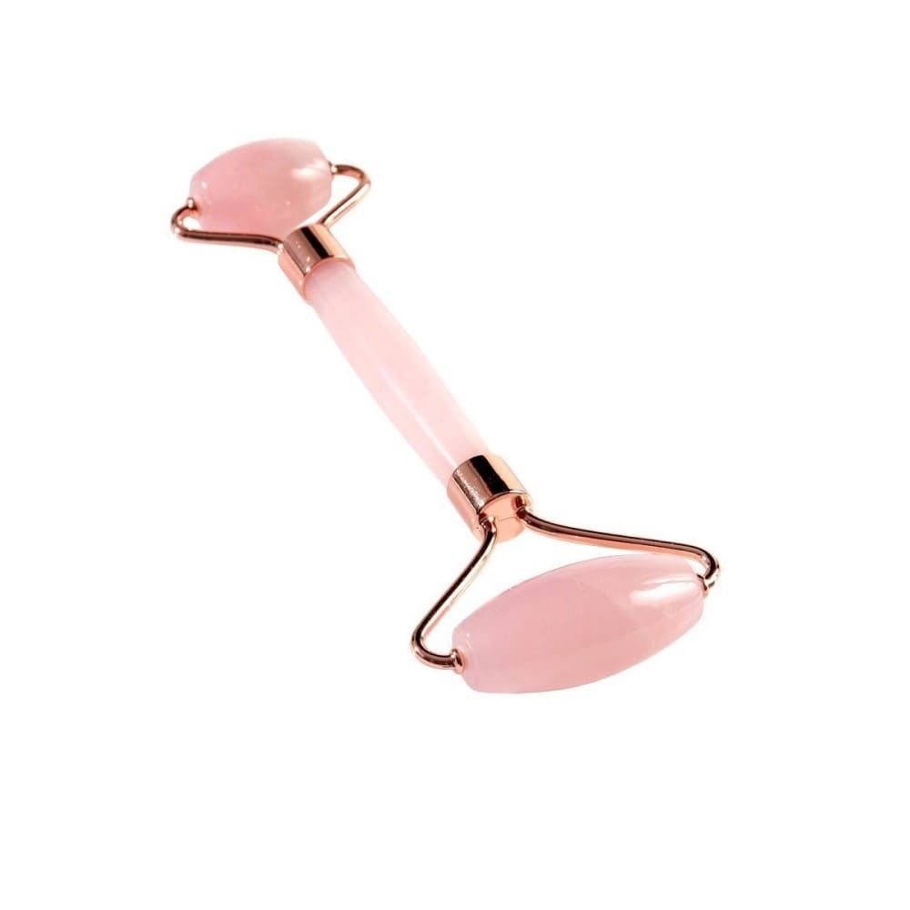 Массажер роликовый Розовый кварц металл золотистый розовый 14 см