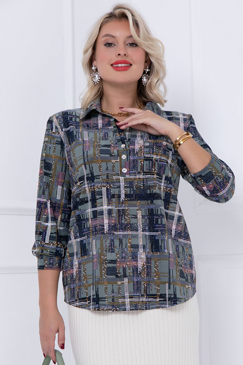 БЛУЗКА ДОРОТЕЯ (ОЛИВЕ) Bellovera (Акция)