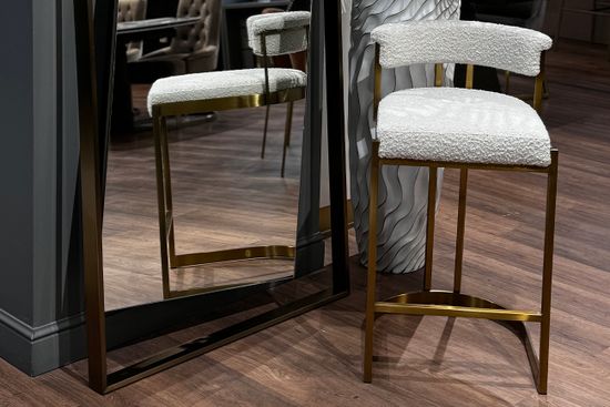 GY-08216 Стул барный, букле бежевый/матовое золото  50*55*85см