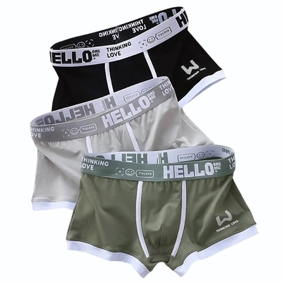 Набор из 3 мужских трусов-боксеров с надписью на резинке (Размер: XL) (Цвет: разноцветный)