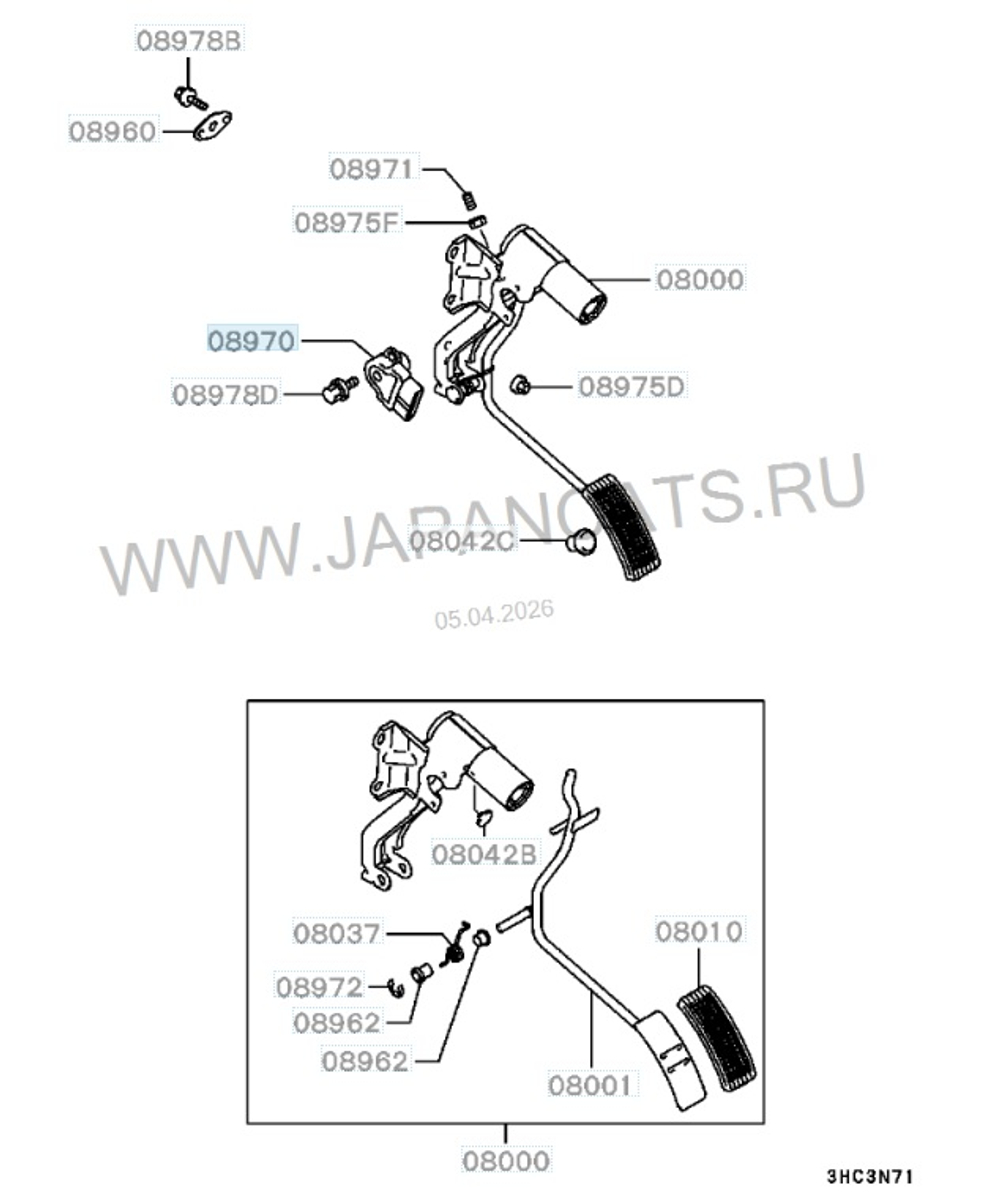 Датчик педали газа Mitsubishi / положения дроссельной заслонки / RVLT-MR578790
