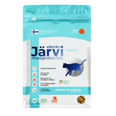 Сухой монопротеиновый корм Jarvi для взрослых кошек для здоровой кожи и красивой шерсти, говядина