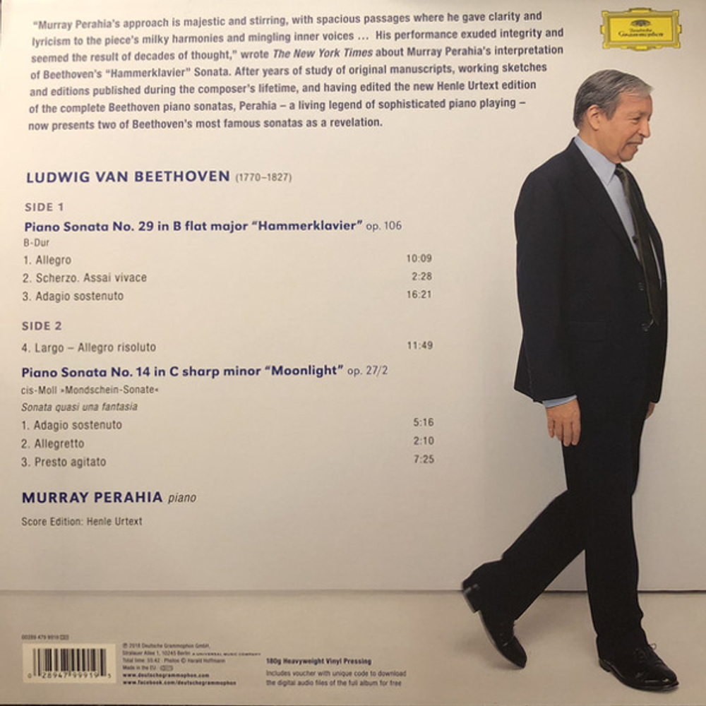 Murray Perahia / Beethoven: Piano Sonatas Op. 106 Hammerklavier & Op. 27/2 Moonlight (LP)