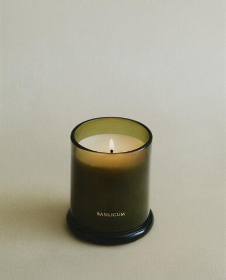 Zara Home Свеча ароматическая Basilicum 150 г, растительный воск, аромат свежий цитрусовый, Горчичный