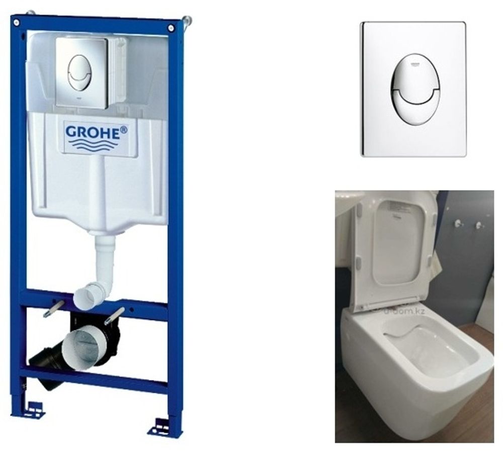 AL1100R+Инсталляция Grohe Rapid SL 3 в 1 (овальная кнопка, хром) 38721001