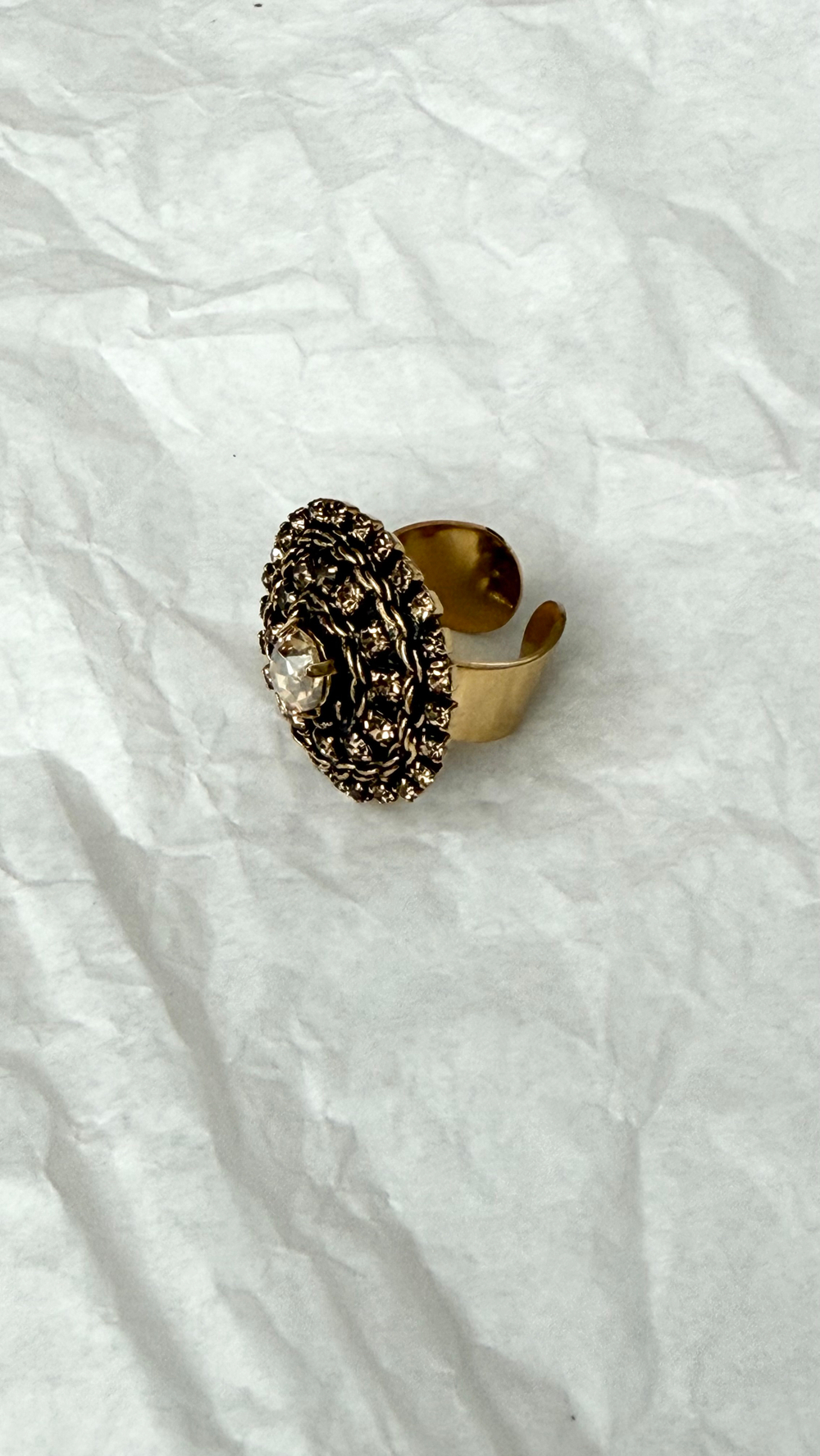 Кольцо круглый "лабиринт" с медовыми кристаллами, разъемное