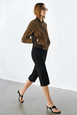 ZARA БОМБЕР ИЗ 100% ЗАМШИ — LIMITED EDITION, ZW COLLECTION, ТЕМНЫЙ ХАКИ