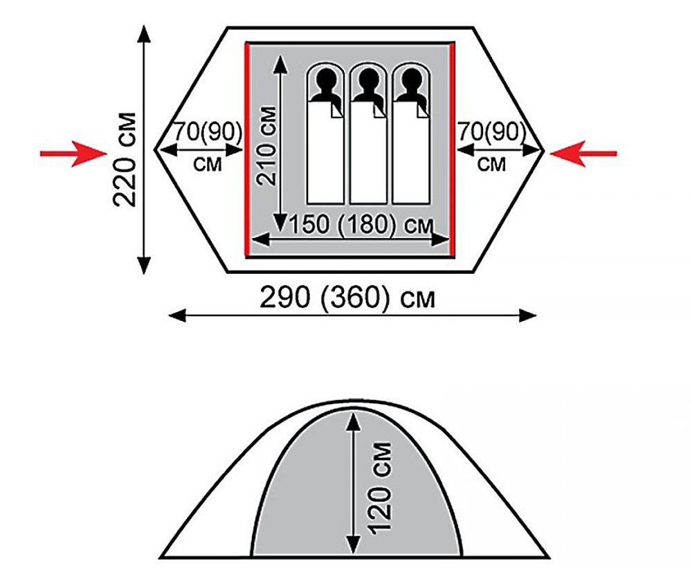 Палатка Tramp Peak 3 (V2) зеленая