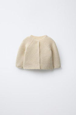 ZARA КАРДИГАН КРУПНОЙ ВЯЗКИ, СВЕТЛО-БЕЖЕВЫЙ