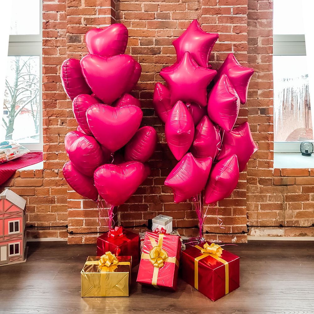 Шар (19''/48 см) Звезда, Viva Magenta, Сатин, 1 шт.