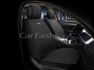 Накидки сидений Перед CarFashion (2шт) -Фронт «ICEBERG FRONT» 26192 -ШЕЛК иск черный/черный/т.серый