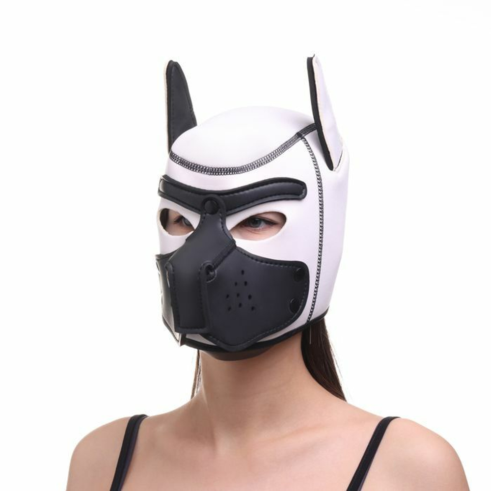Белая неопреновая БДСМ-маска Puppy Play (Цвет: белый)