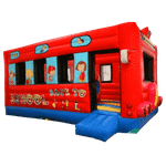 Коммерческий надувной батут "Школьный автобус" с крышей