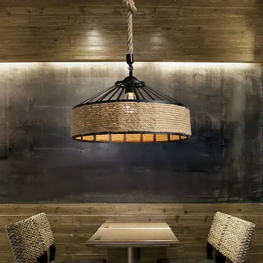 Натуральная веревочная лампа E27, ретро стиль