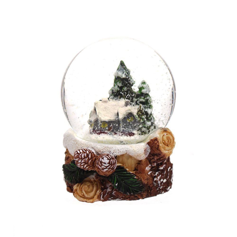 GAEM Фигурка декор в стекл шаре "Домик" (подсвет, LR44x2 н/п), D 6 см, L7 W7,5 H8 см, 2в.