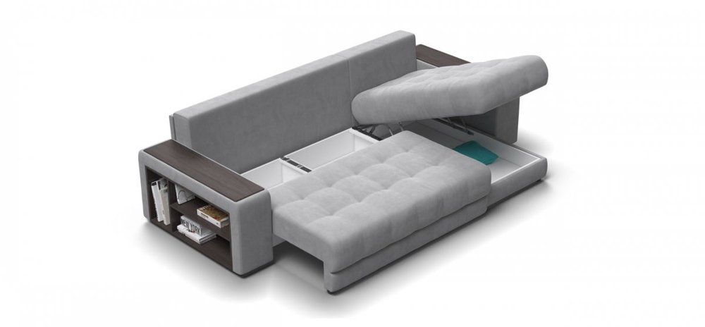 Угловой диван Босс ХЛ Велюр Монолит сталь