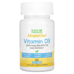 Super Nutrition, SimplyOne, витамин D3, 50 000 МЕ, 50 капсул