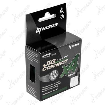 Шнур JIG CONNECT X4 PE Dark Green 100m #8.0, 0.50mm 38.0кг/89.1LB (T-N-JC-X4-0.50-100-DG) NISUS
