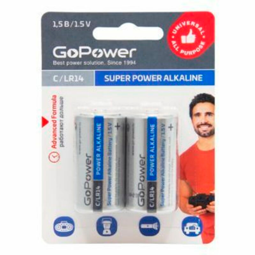 Батарейки GoPower LR14-BL2