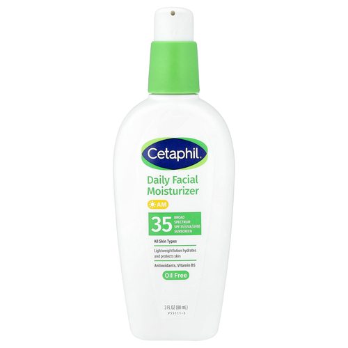 Cetaphil, увлажняющий крем для лица для ежедневного применения, солнцезащитный крем, SPF 35, без отдушек, 88 мл (3 жидк. унции)