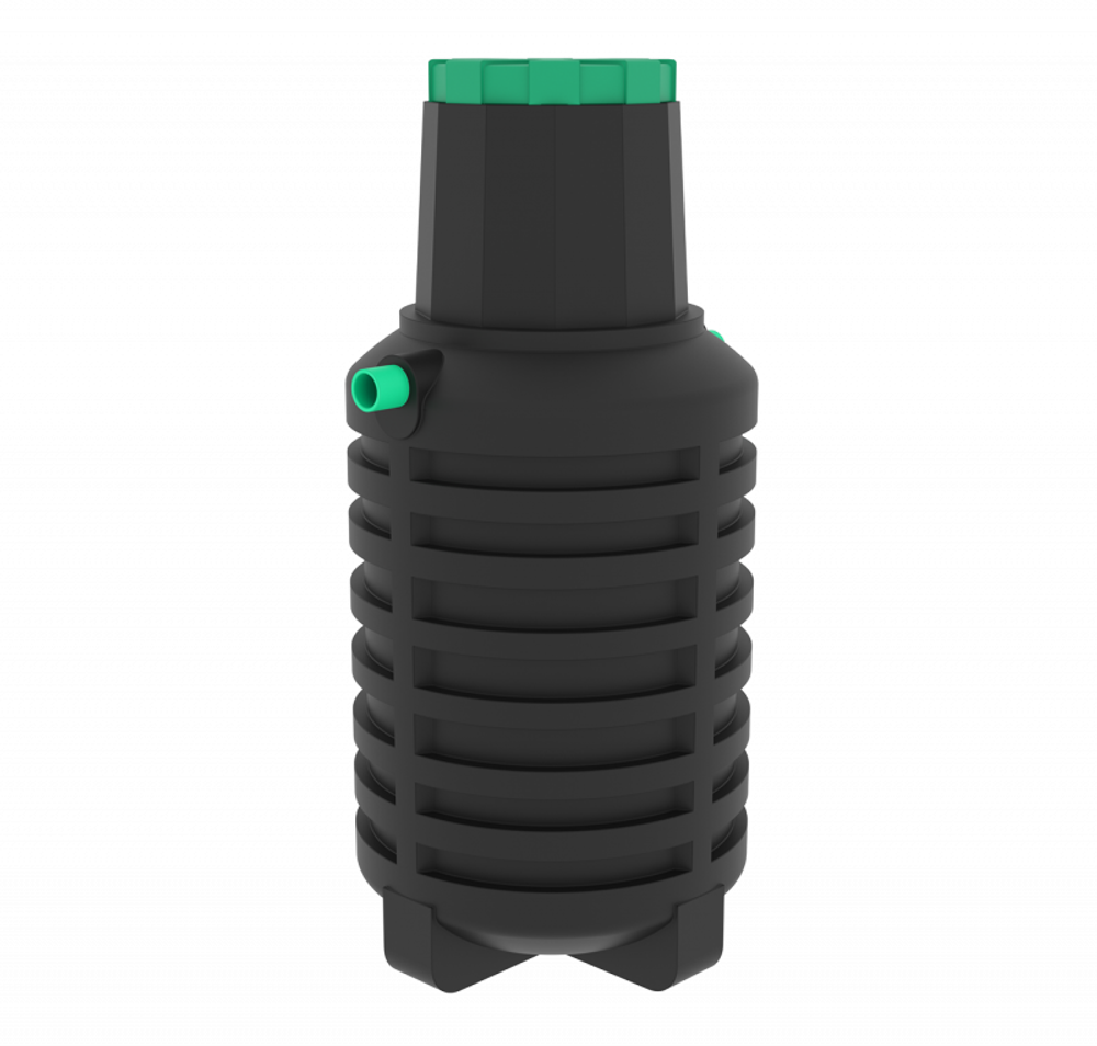 Септик переливной Мультпласт Термит Профи+ 1.5 PR 1500 л. вертикальный / 600 л. в сутки / 3 чел. / принудительный сброс (110x110x243см;95кг;черный) - арт.555452.6