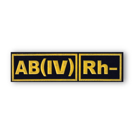 Нашивка ( Шеврон ) На Грудь Группа Крови AB(IV) Rh- Черная / Пластизоль
