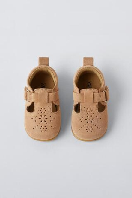ZARA КОЖАНЫЕ ТУФЛИ, ПЕСОЧНО-КОРИЧНЕВЫЙ