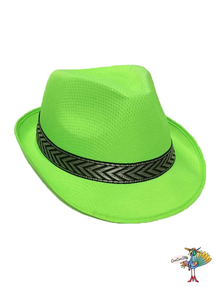 шляпа Стиляга, цвет неоново-зеленый, ог 58 см