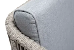 "Канны" кресло плетеное из роупа, каркас алюминий светло-серый (RAL7035) муар, роуп серый меланж круглый, ткань светло-серая