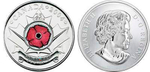 25 центов. Мак. 90 лет с начала 1-й мировой войны. 2004 год. UNC. (Цветная)