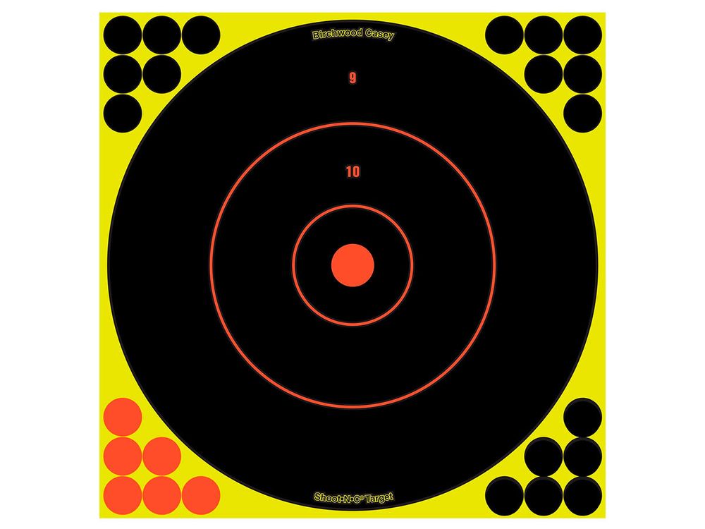 Мишень самоклеящаяся осыпающаяся Birchwood Shoot•N•C® Bull&#39;s-eye Target, Ø 12″, 50шт.