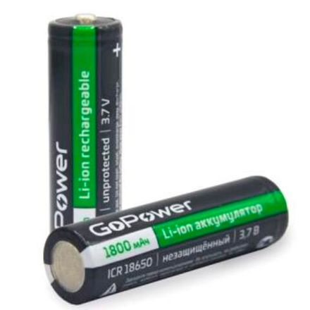 Аккумулятор Li-ion GoPower 18650 PC1 3.6V 1800mAh без защиты с высоким контактом (1/80/160)