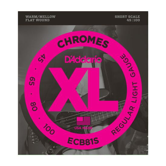 Струны для бас-гитары, Light, 45-100, Short Scale, D'Addario ECB81S Chromes Bass