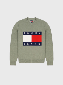 Свитер Tommy Jeans Intarsia Flag Logo Utility Sage Heather
