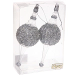 Елочные украшения «Мерцание ночи» 6.5*6.5*19.5 см (набор 2 шт), Серебро