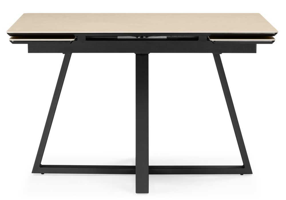 Керамический стол Woodville Памелла 120(180)х80 okara light yellow, черный