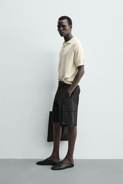 ZARA ПОЛО ИЗ РЕЛЬЕФНОГО ТРИКОТАЖА RELAXED FIT, ЭКРЮ